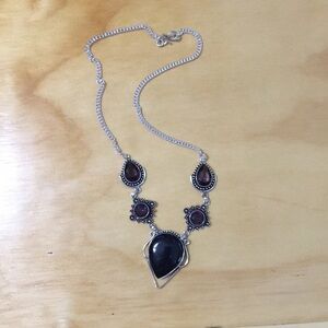 SUNSTONE & Amethyst Sterling Silver Necklace
